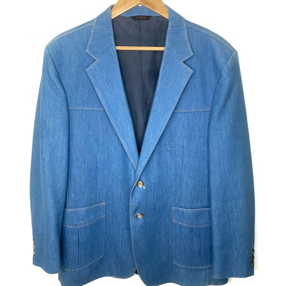 Vintage 70’s Levi’s Sportswear Men’s Blue Denim Sport Coat Blazer Jacket USA 44R